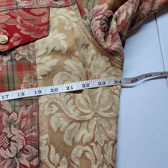 Vtg My Boyfriends Back Womens Denim Jacket Floral Patchwork Pattern Rose Buttons - Picture 15 of 16